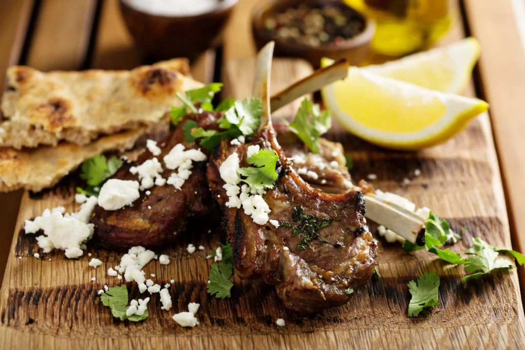 Best Wine with Greek Food - lamb chops with herbs