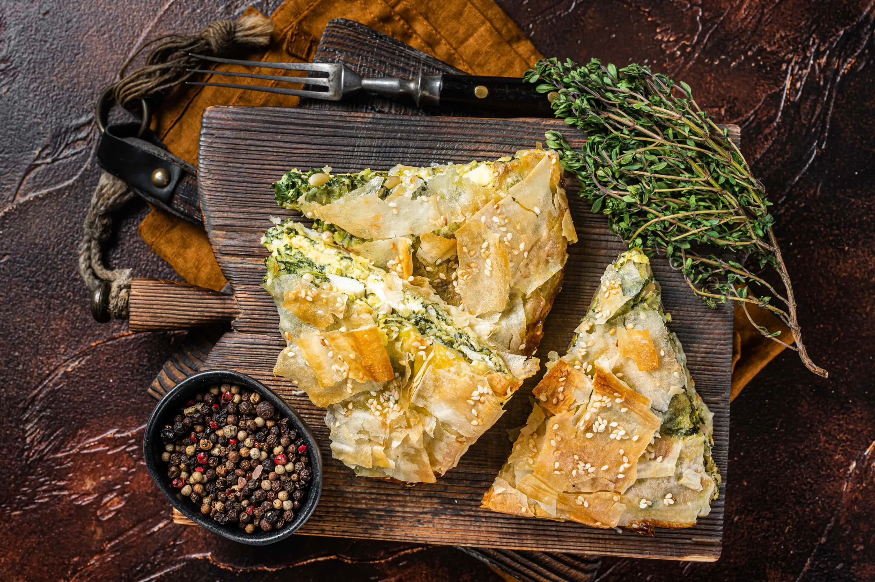 Best Wine with Greek Food - spanakopita greek pie with spinach and cheese